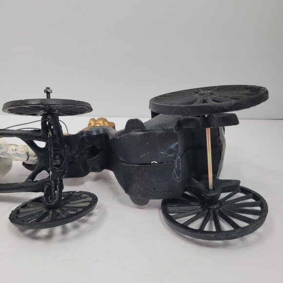 Vintage Cast Iron Horse Drawn Carriage Hand Painted Collectible with Figurine - Picture 12 of 12